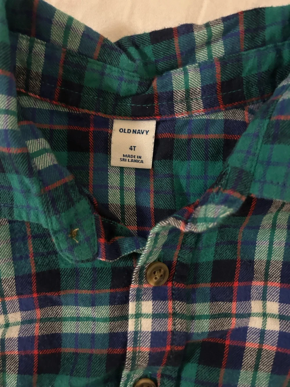 Old Navy Green and Blue Flannel Plaid Button-Down Shirt